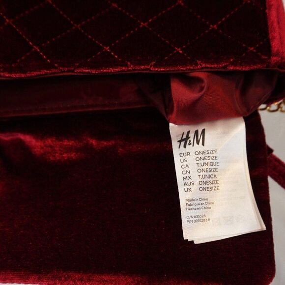H And M Womens Quilted Shoulder Bag Mini Red Burgundy H&M - Picture 7 of 8